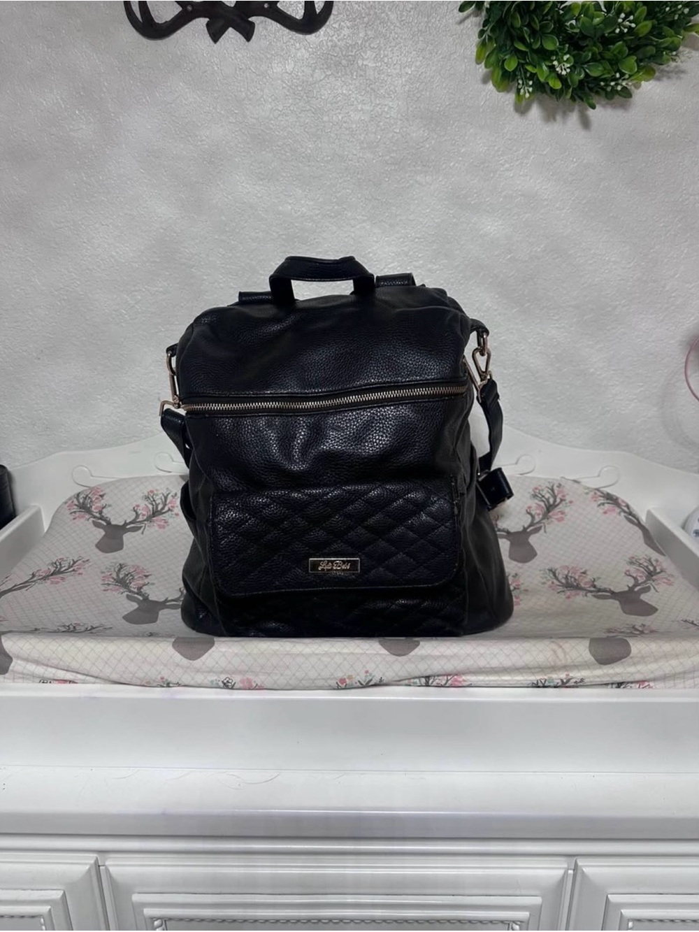Quilted Black Convertible Backpack